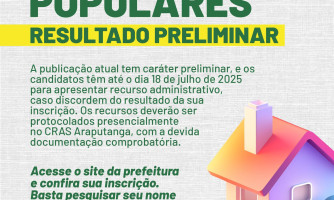 CASAS POPULARES | RESULTADO PRELIMINAR DE INSCRIÇÕES